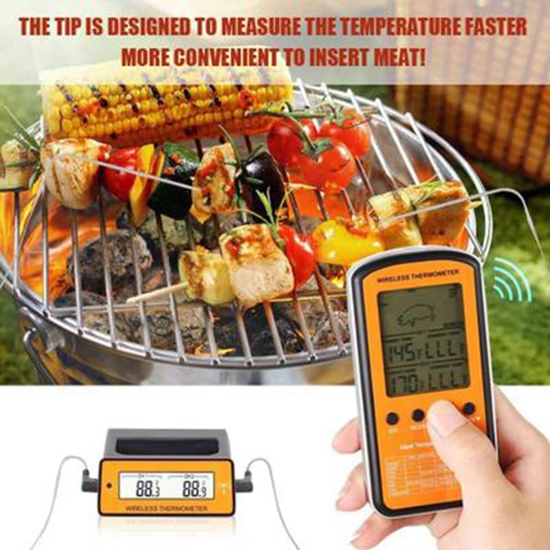 

Remote Meat Thermometer 2 Probe Digital Cooking Oven BBQ Kitchen Food Thermometer Grilling Barbecue
