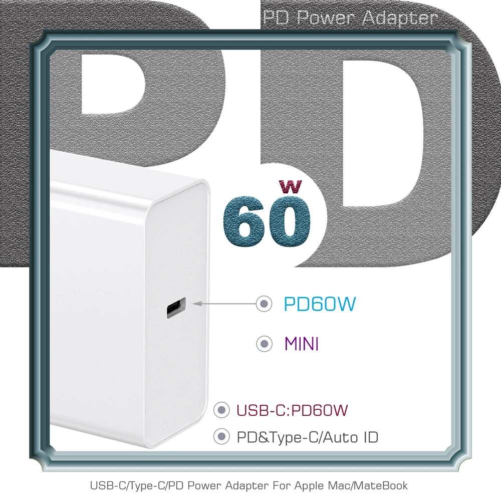 PD 60 Вт USB Type C зарядное устройство 61 для Apple MacBook Air iPad Pro Samsung DELL Acer адаптер питания