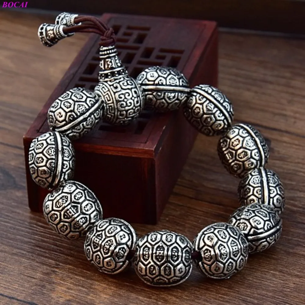 BOCAI 100% S990 Sterling Silver Bracelet World's Richest Turtle Shell Divination Men's Pure Hand Chain Patron Saint Amulet
BOCAI 100% S990 Sterling Silver Bracelet World's Richest Turtle Shell Divination Men's Pure Hand Chain Patron Saint Amulet