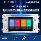 Автомагнитола IPSDSP, 4 Гб + 64 ГБ, 2 din, Android 9, для Ford Focus 2, 3, mk2, Mondeo, 4, Kuga, Fiesta, TransitConnect, 8 ядер