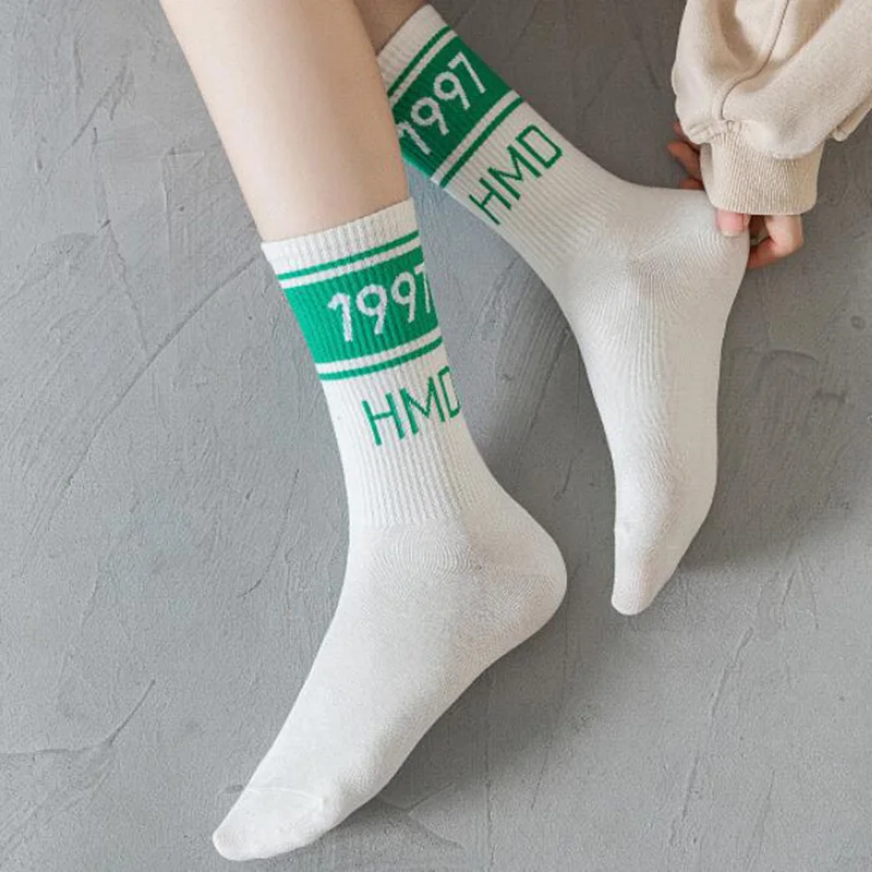 

white socks hip hop streetwear striped woman calcetines harajuku women skarpetki meias meia sock cool cotton skarpety