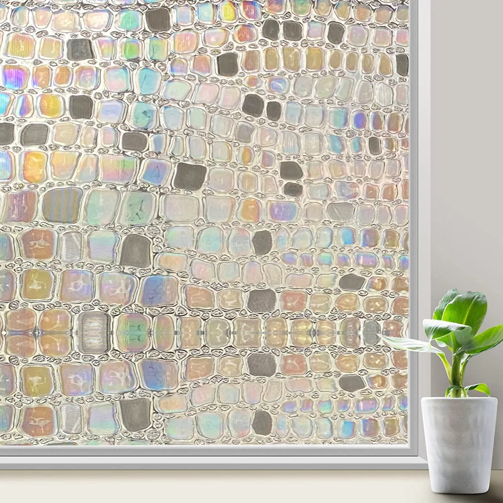 

Rainbow Decorative Window Film Static Cling Privacy Anti UV Window Sticker Vinyl No Glue Heat Control Window Clings for Bathroom