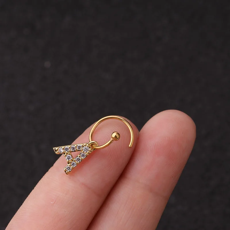 Женские 26 букв английского алфавита Винт пирсинг маленькая серьга-кольцо