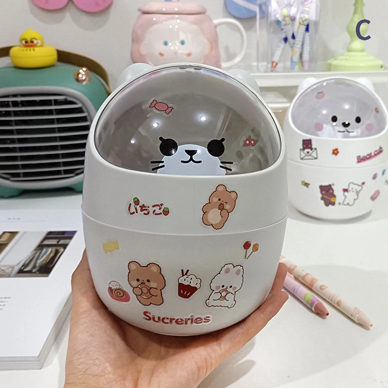 Настольная мусорная корзина Ins с крышкой миниатюрная кавайная для мусора милым