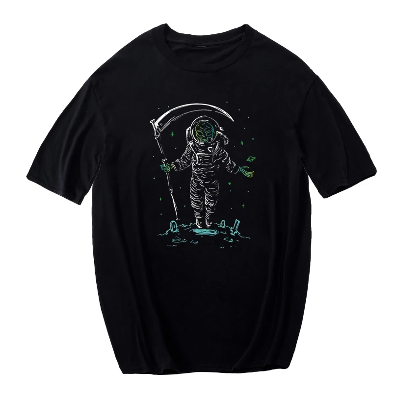 

Astronaut Style Men Fashion Cool Tops 100% Cotton Casual Hip Hop Streetwear Kids Summer Aesthetic T-Shirt Oversize Punk Tees