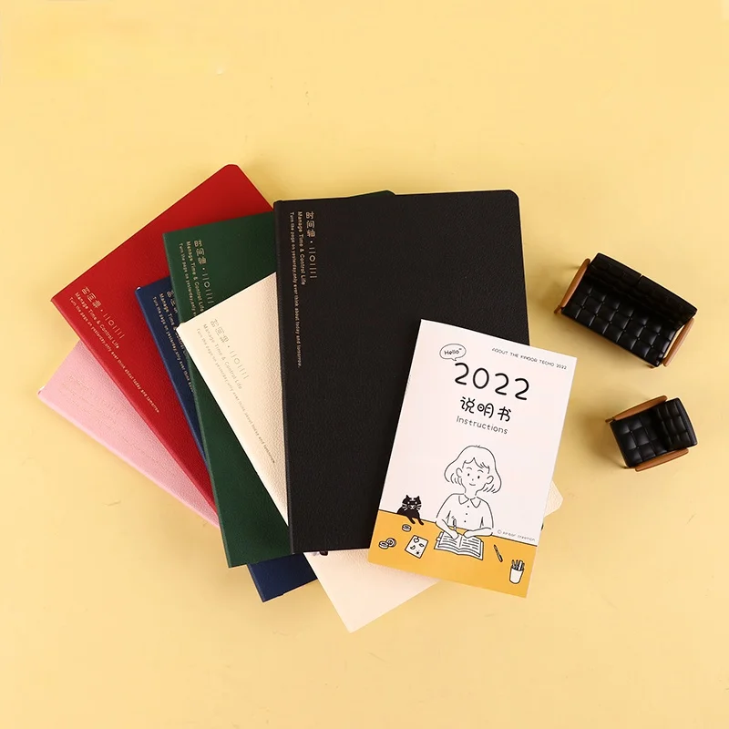 

2022 My Timeline Planner Book 112 Sheets Soft PU Leather Pure Color Monthly Weekly Agenda A5 Scheduler Free Shipping