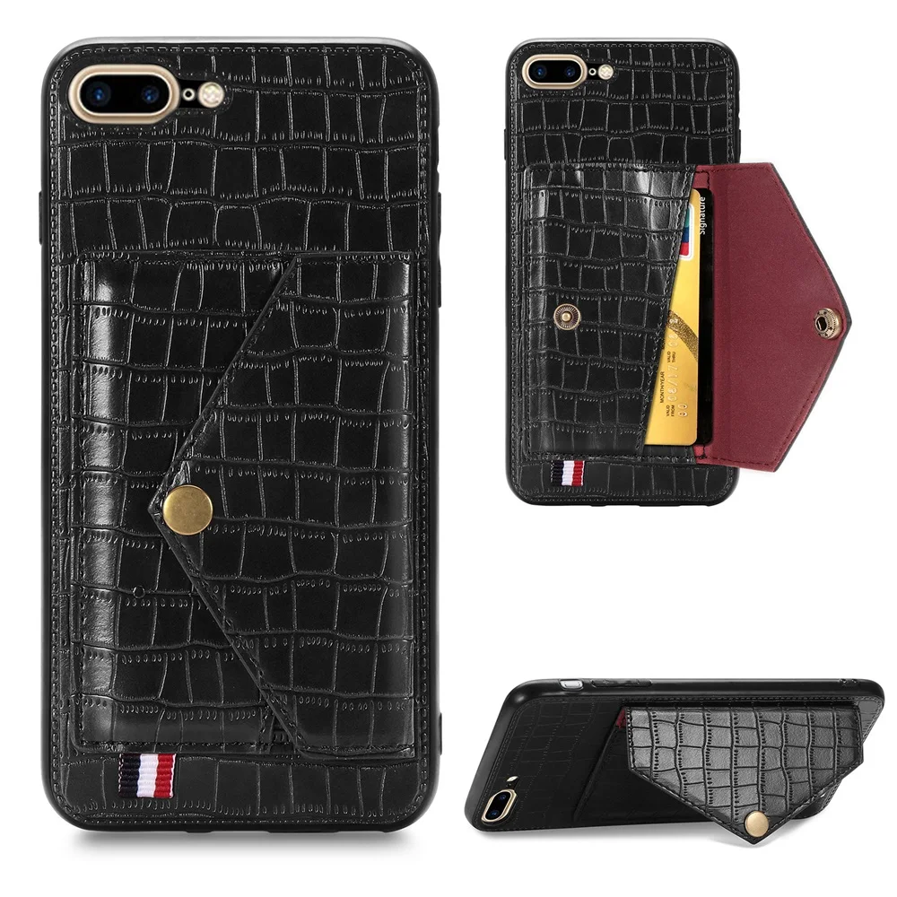 

Luxury Crocodile Skin Leather Card Pocket Case Holder For iPhone 11 12 ProMax 12Mini X XS Max XR 7 8 Plus Magnetic Wallet Cover