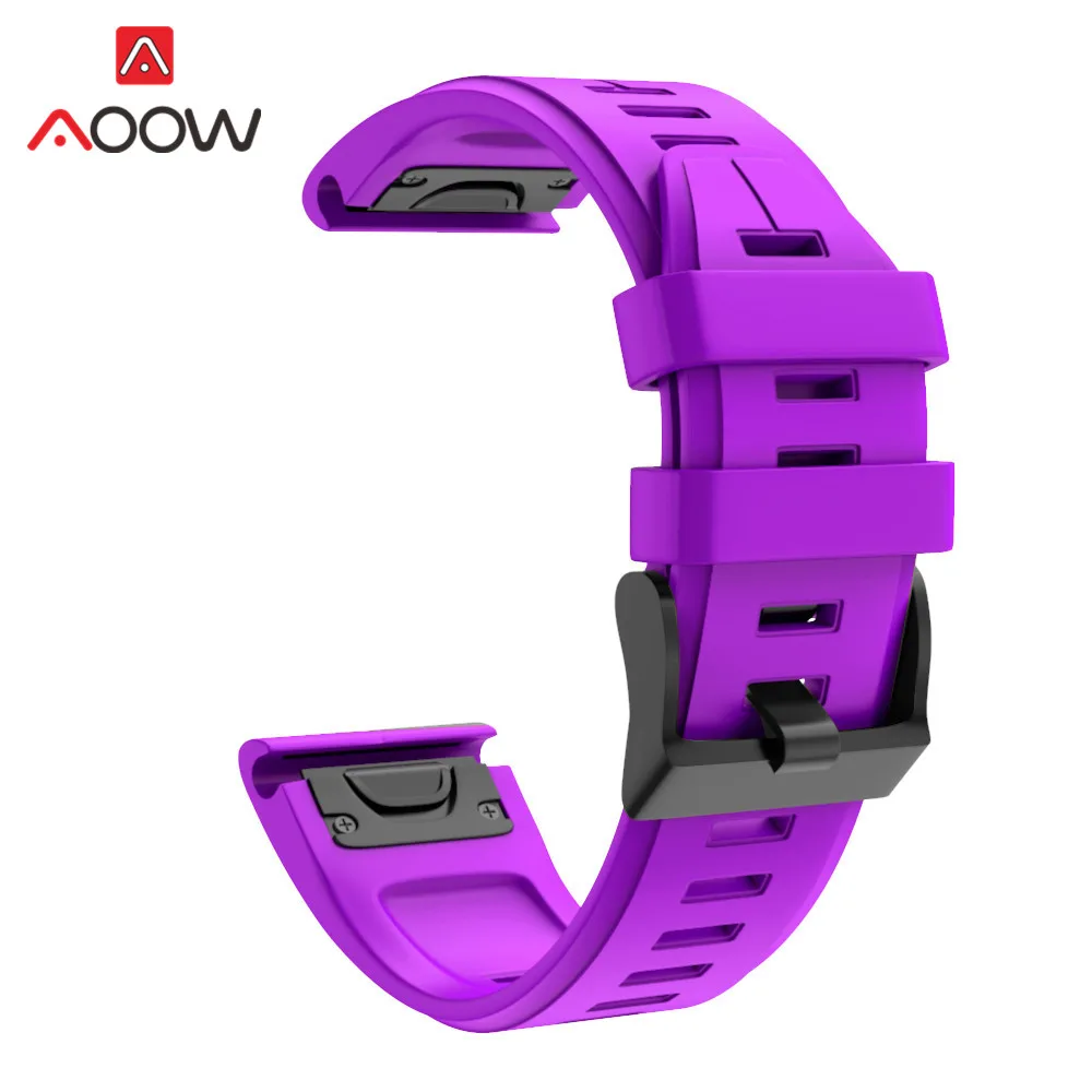 Purple Силиконовые ремешки для часов Garmin fenix6 6S 5X 6X 5S x5plus 3 3HR forerunner935 945 подход S60 ремешок браслет ремень/20 мм/22 мм 26 мм - Цвет ремешка: Purple