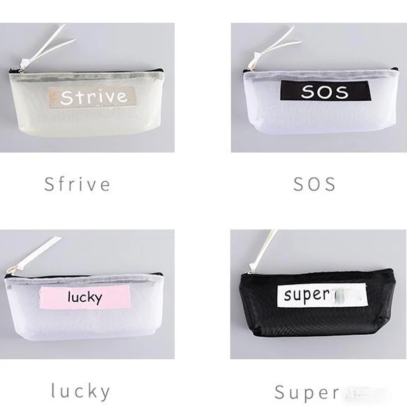 

1pc Zipper Pencil Bag Mesh Pencil Case Stationery Storage Makeup Bag for Students Kids Gift School Supplies Stationery