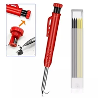 solid carpenter pencil set with 7 refill lead for construction built in sharpener deep hole mechanical marker woodworking tools