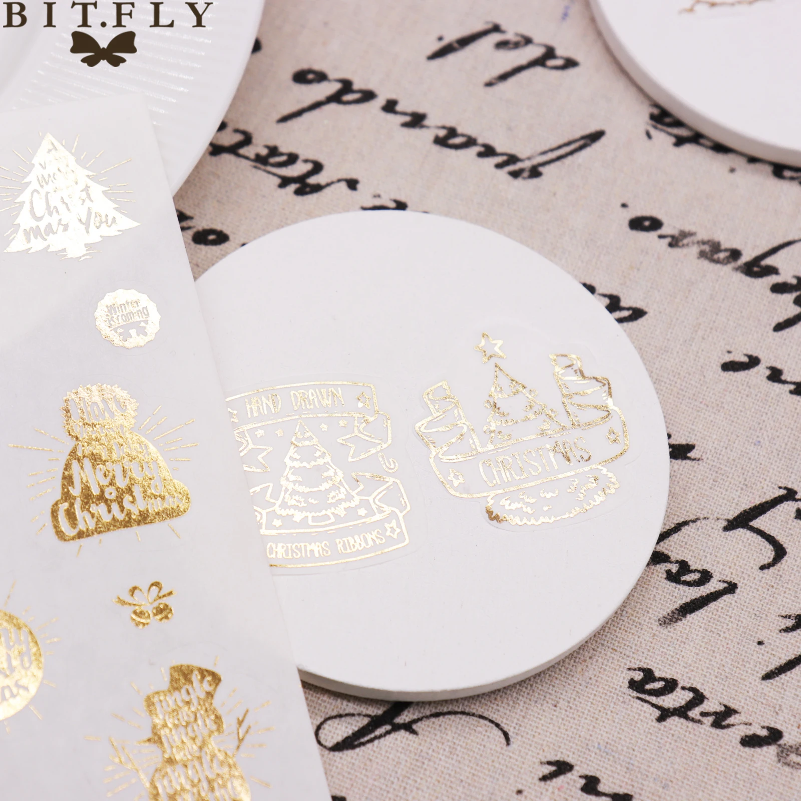 BITFLY Merry Christmas снеговик, Рождественская елка, Лось альбом для стикеров, Подарочная коробка, украшение, бронзовая этикетка, новогодние украшения