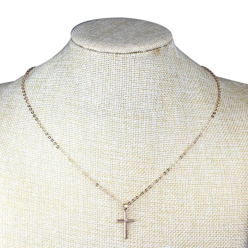 Trendy Exquisite Metal Cross Clavicle Necklace Pendant Women Fashion Gold Silver Collar Sweater Chain Necklaces Jewelry