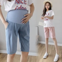 3130 summer thin cotton linen maternity half pants casual 12 short pants clothes for pregnant women pregnancy belly shorts