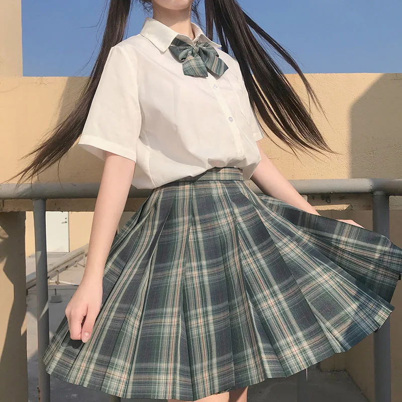 

Japanese Women Jk Skirt 2022 New Female High Waist Student School Uniform Pleated A-line Plaid Harajuku College Style Mini Skirt