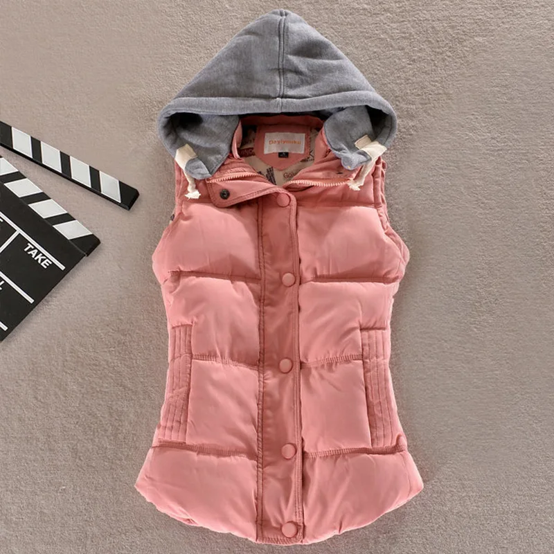 

M-6XL Oversize Korean Style Slim Hooded Down Cotton Vest Women's Fashion Casual Waistcoat Winter Female Student Insulated Jacket