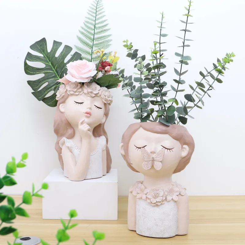 

Creative Resin Fairy Girl Flower Pot Landscape Potted Furnishings Home Garden Desktop Decoration Plants Pot (Not Included Plants