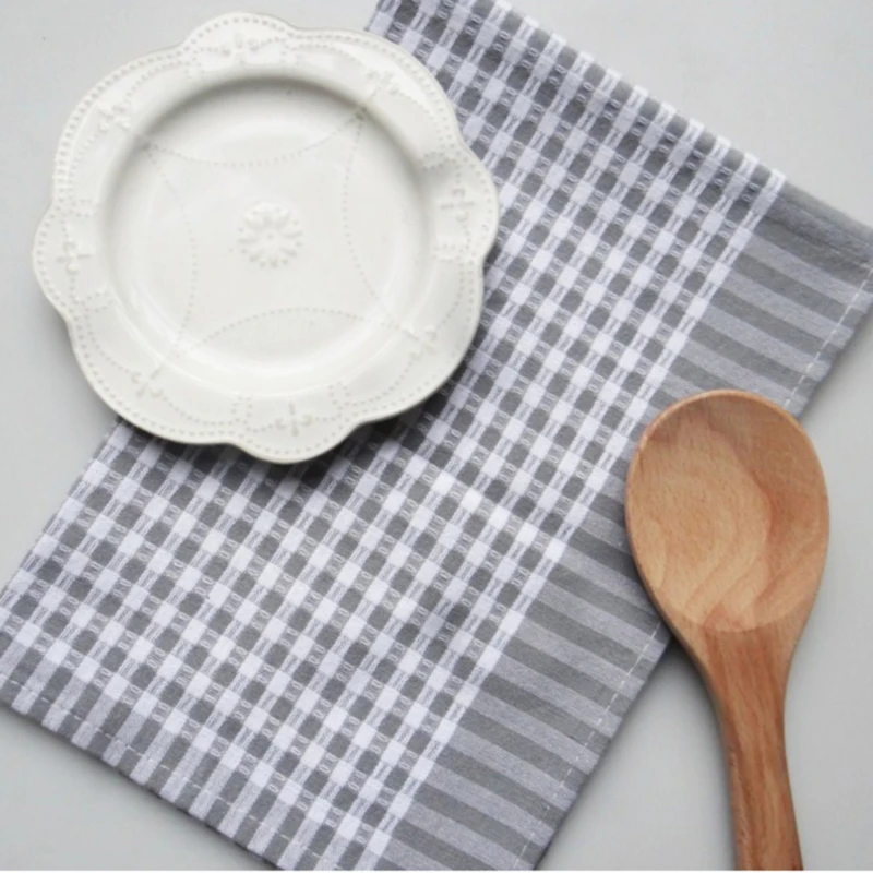 Серые и белые клетчатые полосы классические хлопчатобумажные салфетки простые