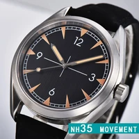 41mm sterile nh35a automatic movement machinery sapphire glass stainless steel matte russ case luminous leather mens wristwatch