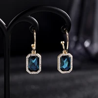 luxury vintage cube crystal earrings europe and america temperament geometric dangle brand wedding jewellery for female