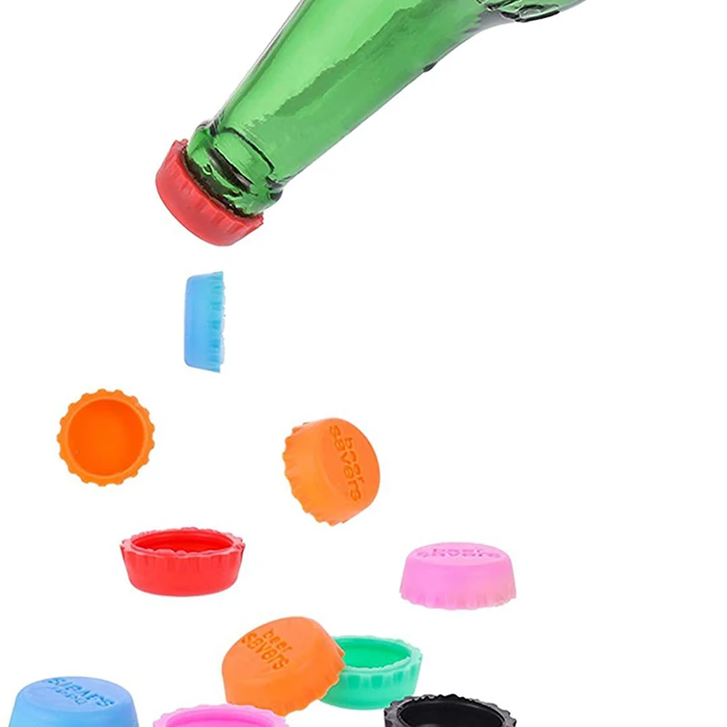 

12 Pcs Silicone Beer Bottle Cap Reuse Practical Colorful Leak Free For Wine Beer Beverage Bottle Novelty Sealer Stopper Cover