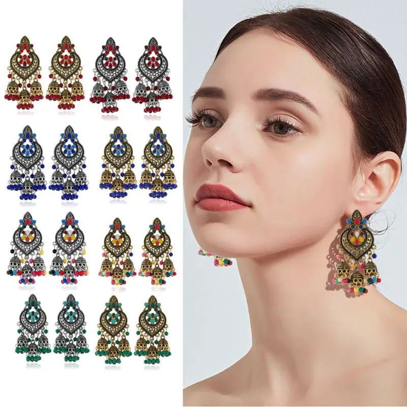 Ретро Индийский Болливуд кундан Jhumka Jhumki Висячие серьги цыганские модные