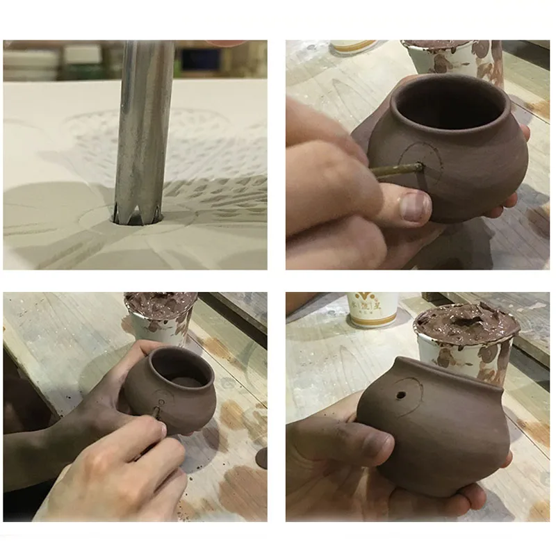 

Hole Punch Pottery Tools Crafts Stainless Steel Band Sawtooth Bottom Hole Potter's Ceramic Clay Polymer Scraping Modelling Tool