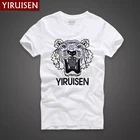 Мужская футболка из 100% хлопка с круглым вырезом и принтом YiRuiSen, модная дышащая мужская футболка, высокое качество, уличная Мужская футболка с коротким рукавом