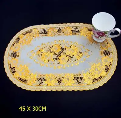6pcs 6 шт. бронзовые кружева ПВХ коврик для столового стола Золотой подстаканник водонепроницаемый изоляционный коврик посуда принадлежности для ресторанов - Цвет: 6pcs