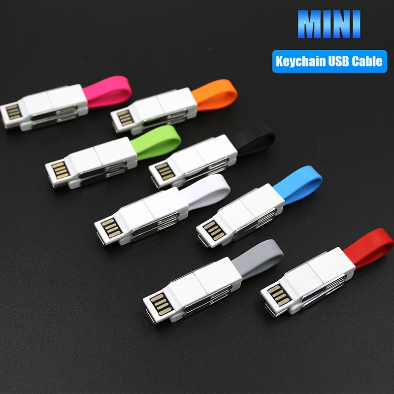 Micro USB Type C брелок кабель 4 в 1 Магнитный короткий внешний аккумулятор шнур для