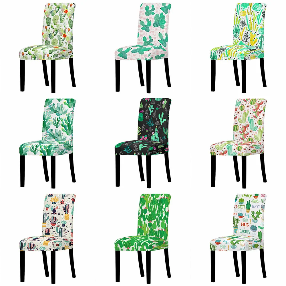 Чехлы на стулья с изображением кактуса стрейч большие эластичные чехлы принтом