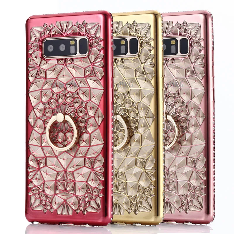 Блестящий бриллиантовый цветочный чехол подставка для Samsung S10 lite S9 S8 S7 edge J4 J6 Plus A7