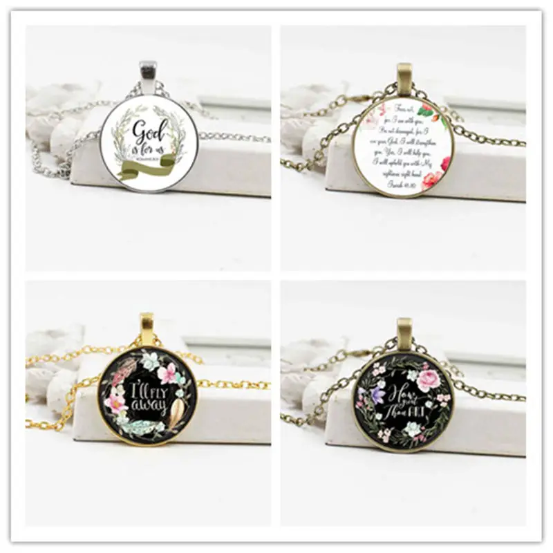 Классические Религиозные ювелирные изделия Библейский стих стеклянный сплав