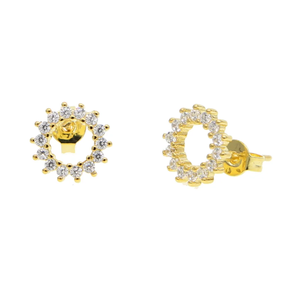 Серьги гвоздики в виде подсолнухов с фианитами для женщин и