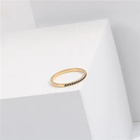 joolim gold finish a row black rhinestone stainless steel rings 2021 jewelry dainty rings