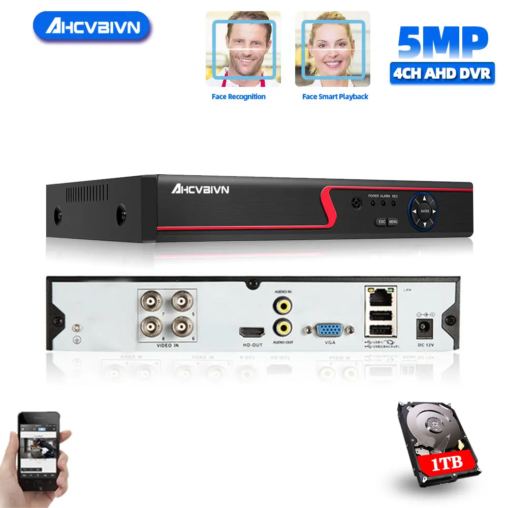 

5 МП 6 в 1 HD TVI CVI AHD IP Security DVR 4-канальный регистратор H.265 цифровой видеорегистратор с интеллектуальным обнаружением движения воспроизведение д...