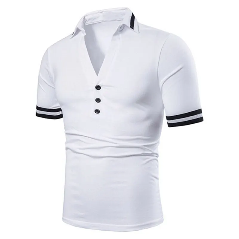 HEFLASHOR повседневные мужские рубашки поло с пуговицами короткий рукав v образный