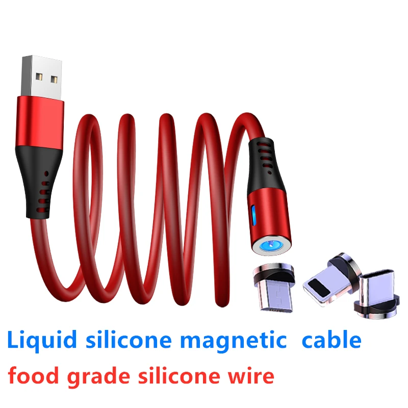 Жидкий силиконовый Магнитный кабель с вращением на 360 градусов для телефона Micro USB