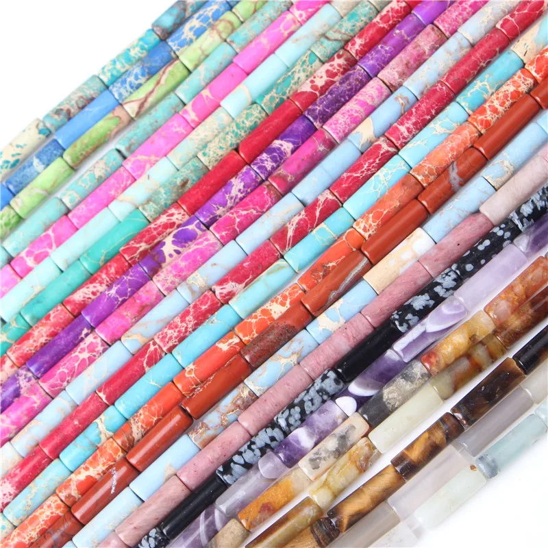 

4x13mm Natural Gemstone Necklace Beads Fashion Jewelry Natural Spacer Beads Cylinder Shape Loose Beads DIY Bracelet Wholesale