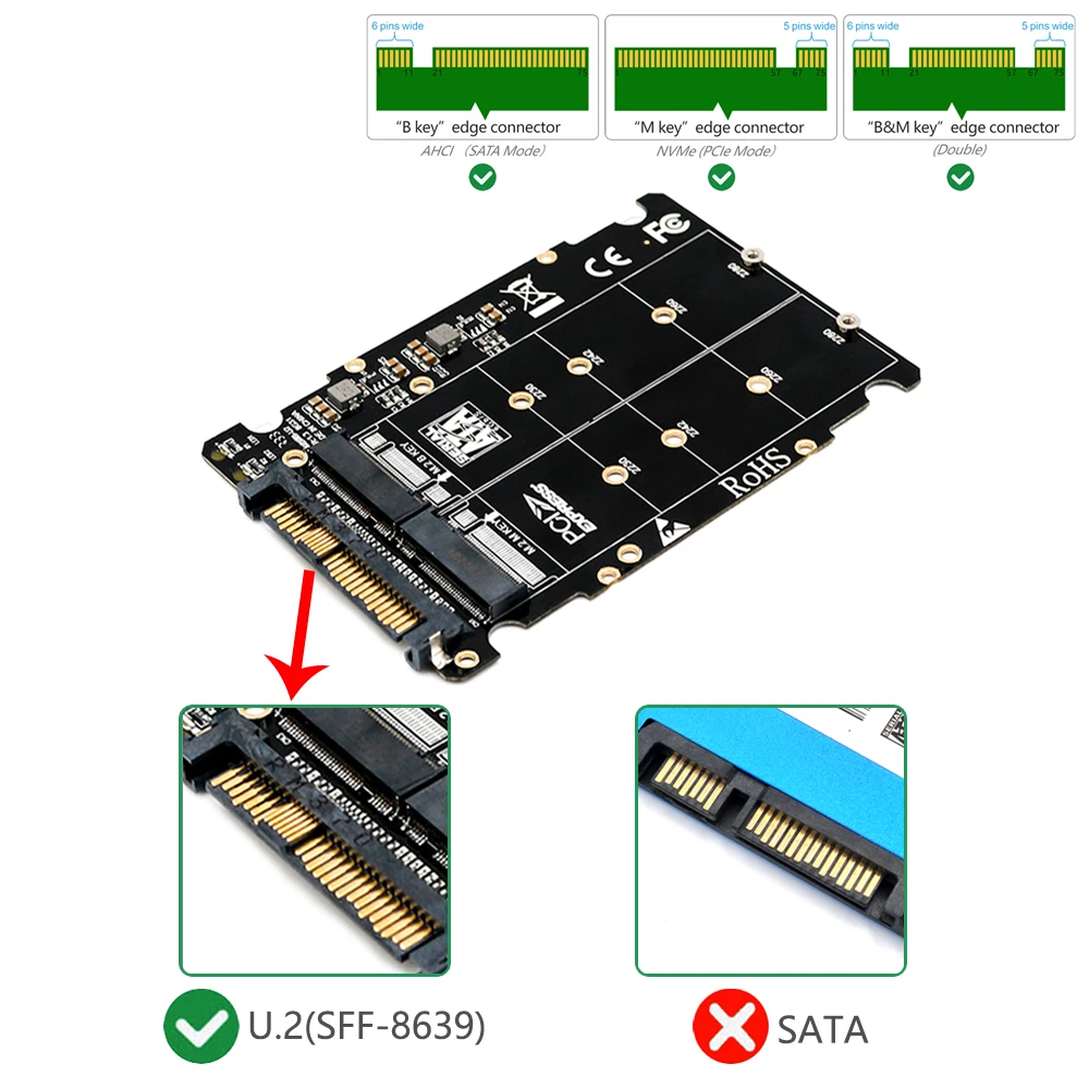 M.2 nvme ssd ключ M B SSD к адаптеру U.2 адаптер ключа m2 m m.2 sata (интерфейс без SATA) | Компьютеры