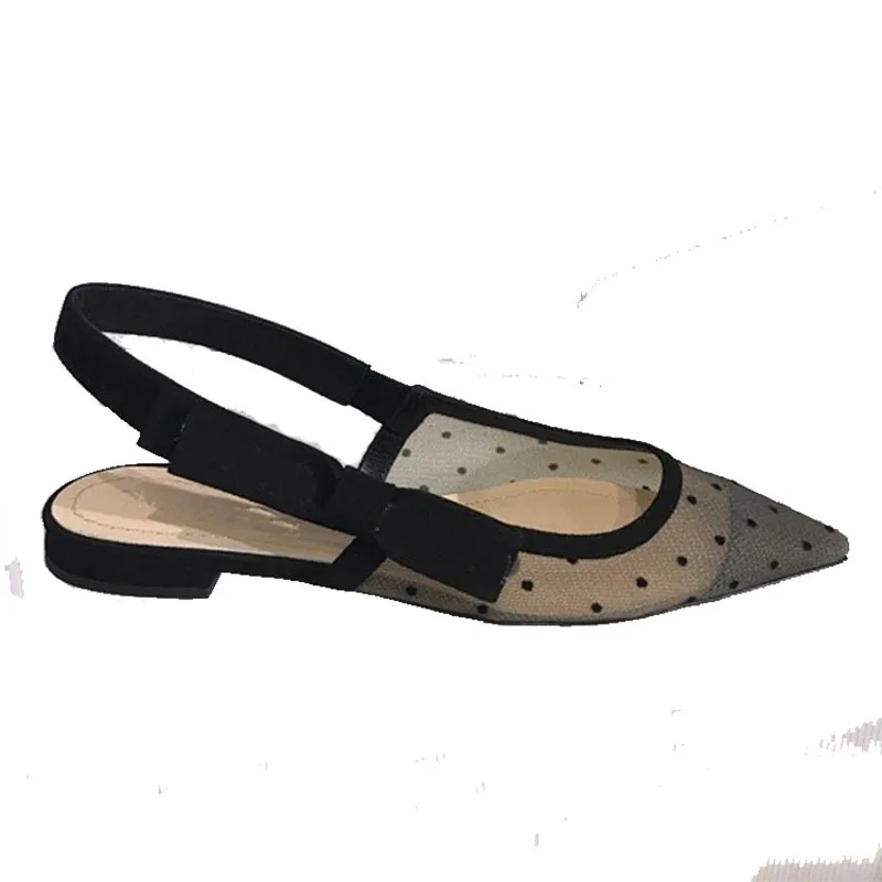 

Pointed high-heeled sandals women's 2021 spring and summer new elastic band breathable cat heel mesh wave point shoes