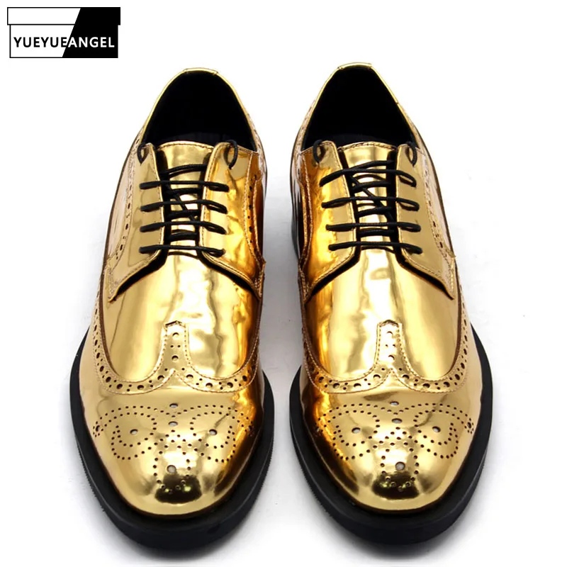

Classic Mens Brogue Shoes Runway 100% Real Leather Dress Footwear Male Wing Tip Pointed Toe Wedding Party Shoes Plus Size 35-45