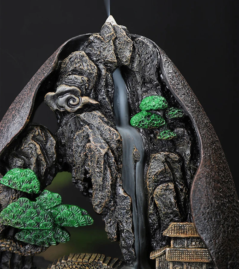 mountain river waterfall incense burner creative home decor incense holder portable resin smoke backflow censer handicrafts free global shipping