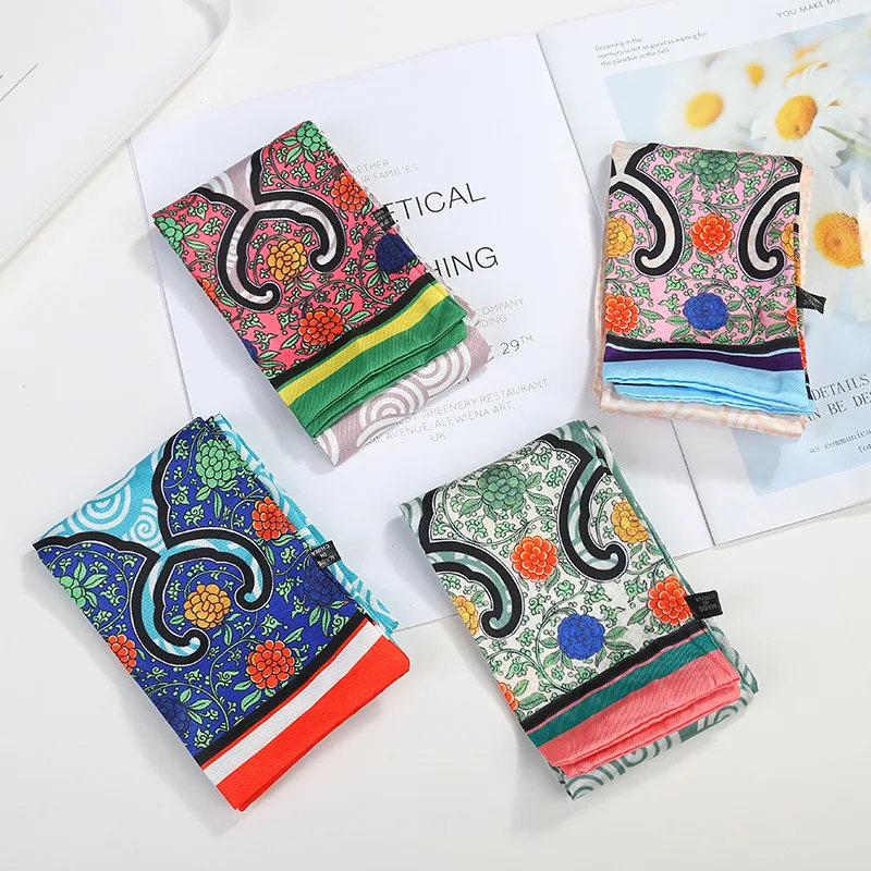 Длинные двухслойные шарфы Ретро маленький шейный платок в этническом стиле