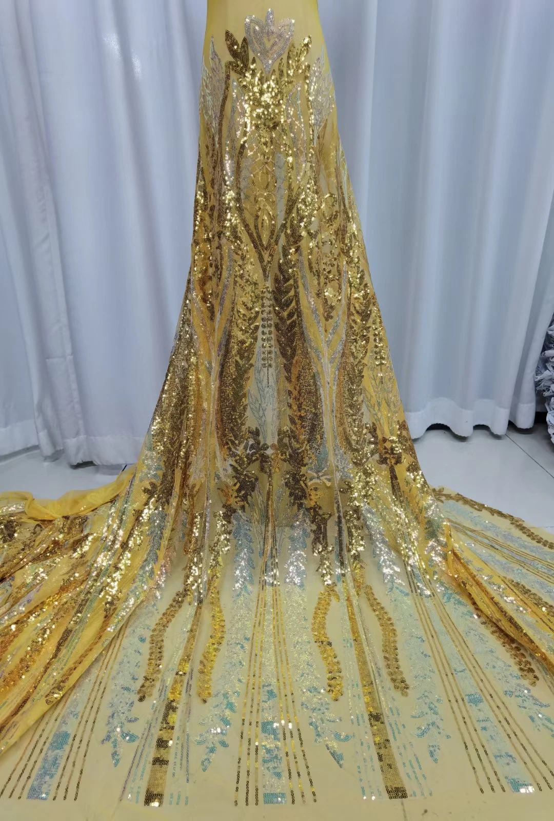 

Кружевная ткань для свадебного платья nn756 _ K, с вышивкой и блестками, Классическая, новейшая модель 2021 года