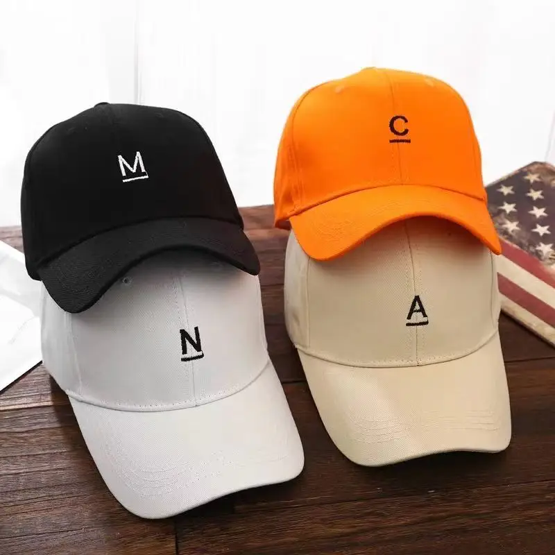 

Men's Caps Hardtop Baseball Cap Simple Letter Embroidered Orange Cap Korean Female Student Curved Eaves Black Sun Visor Cap Male