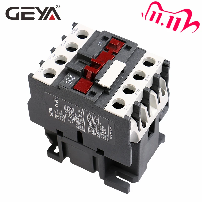 GEYA CJX2 2510 3210 Магнитная 3 фаза контактор 1NO 25A 32A 220V или 380VAC LC1D переменного тока Din Rail