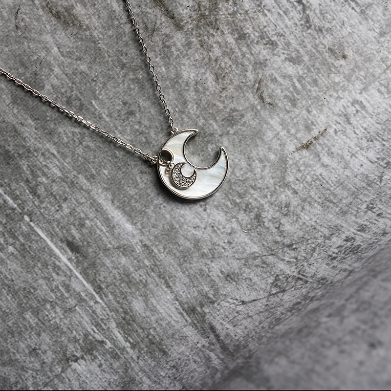 HYH Seashell Half Moon Necklace Trendy 925 Sterling Silver Shell Pendant Luxury Women Party Chain Choker Girl Fashion | Украшения и