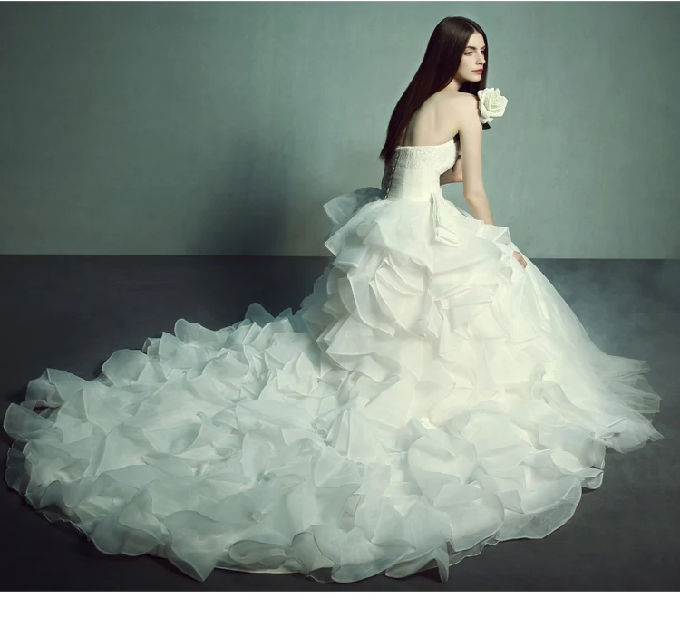 Женское свадебное платье с оборками кружевное из органзы 2014 | Свадьбы и торжества