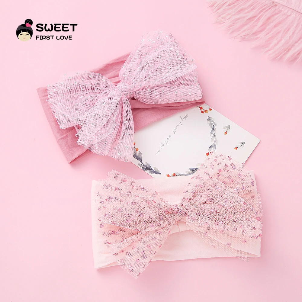 Шифоновая элегантная повязка на голову с бантом хлопковая эластичная для волос