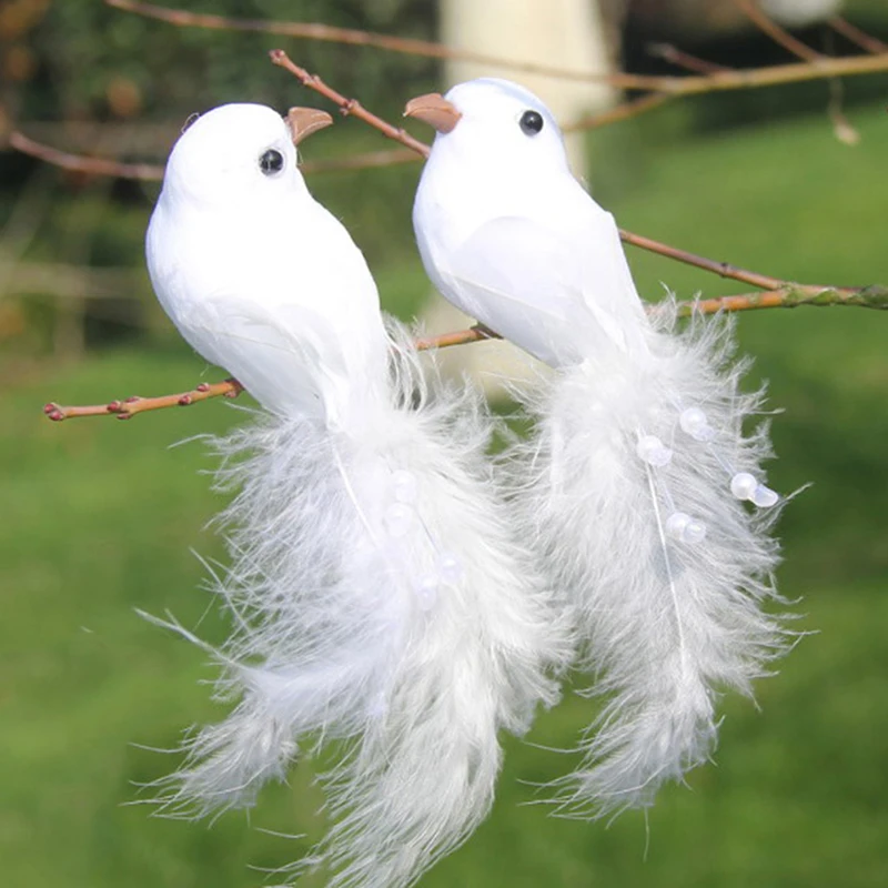 2 шт. декоративный фальш-голубей белая Искусственный пены перо Свадебные